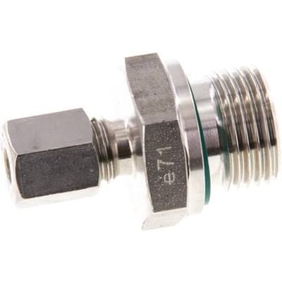 G 1/2'' Buitendraad x 6L RVS Rechte Knelfitting met FKM Afdichting 315 Bar DIN 2353 - FL2S-MO-STFP-012G-06-L