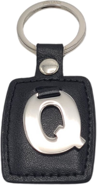 Sleutelhanger - Zilver/Zwart - Letter Q - Kunstleer - Metaal
