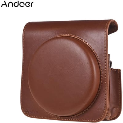 Beschermhoes PU leren tas met verstelbare band voor Fujifilm Instax Square SQ6 Instant bruin
