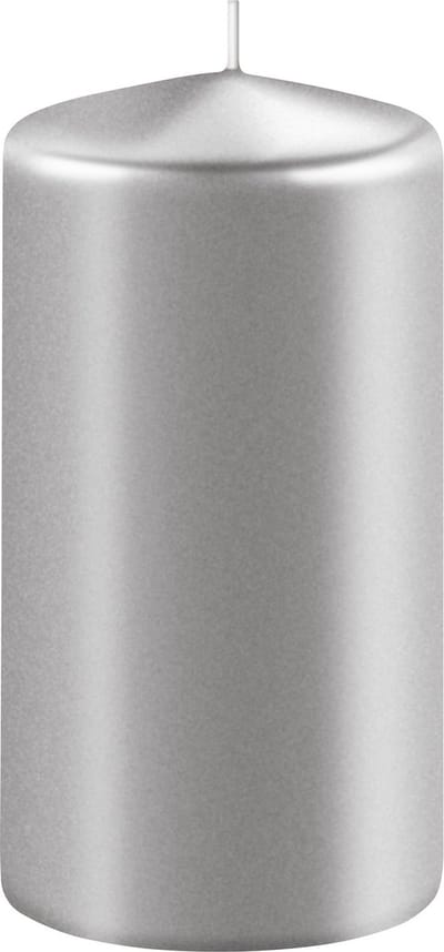 Enlightening Candles Cilinderkaars/stompkaars - zilver - D6 x H8 cm - 27 branduren - Dikke kaarsen - Voor kandelaar of plateau