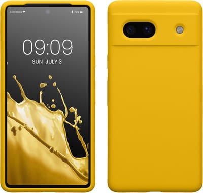 kwmobile telefoonhoesje geschikt voor Google Pixel 7a - Hoesje met siliconen coating - Smartphone case in stralend geel