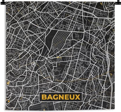Wandkleed - Wanddoek - Frankrijk - Stadskaart - Bagneux - Plattegrond - Kaart - 180x180 cm - Wandtapijt