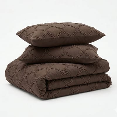 Decoware Dekbed zonder Overtrek 140x200 cm - Easy Tufted Curve Bruin - Hoesloos Dekbed Wasbaar - Incl. Kussensloop - All Season - Eenpersoons