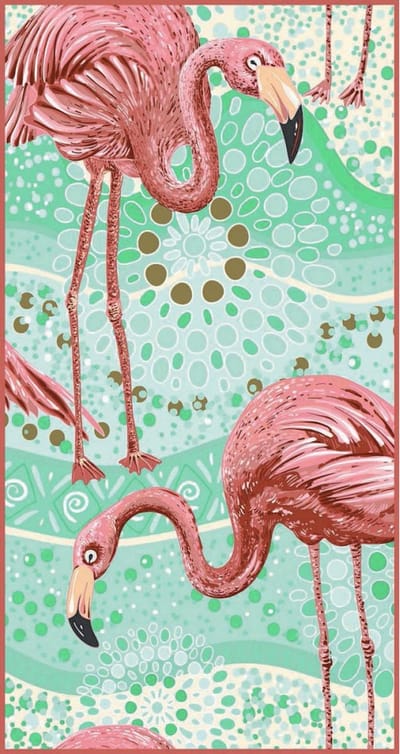 Strandlaken 2 Flamingo`s, Groot Badlaken met flamingo , Badhanddoek, Hankdoek flamingo, Strand handdoek, Zomer handdoek, Handdoek met print