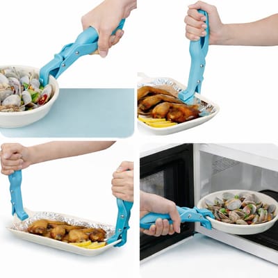 Set van 2 Multifunctionele Anti-Verbranding Komhouder Clip – Blauw – Hittebestendige Siliconen Pan Clip – Keukengerei Houder met Anti-Slip Grip
