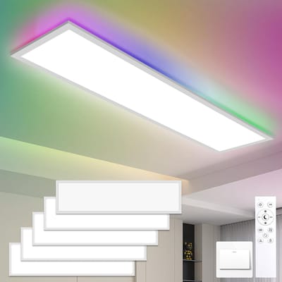 Oraymin RGB LED Plafond Paneel-100x25cm-Afstandsbediening-30W-3000-6500K-Slaapkamer-5 Stuks