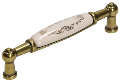 Gamet MLK-3 - Meubelgreep - Porseleinen Decor - Goud Antiek - 96 mm