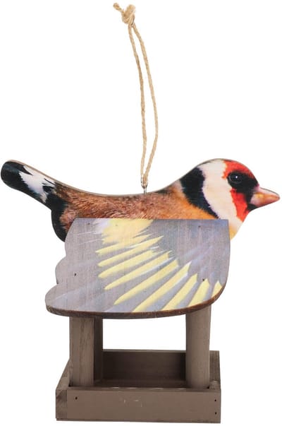 Pro Garden Vogel voeder huisje Puttertje - hangend - hout - 24 x 16 x 21 cm - vogelhuisje - tuin