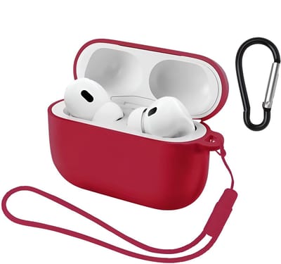 Studio Air® Airpods Hoesje Pro 3 Siliconen Case - Bordeaux Rood - Hooked - Soepel Airpod Hoesje voor Airpods Pro 3 (2025)