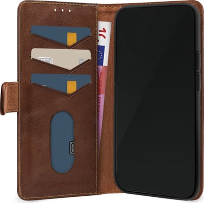 Mobilize Telefoonhoesje geschikt voor Samsung Galaxy S24 Hoesje Echt Leer | Mobilize Wallet Bookcase Portemonnee | Pasjeshouder voor 3 Pasjes | Telefoonhoesje voor Pinpas / OV Kaart / Rijbewijs - Bruin
