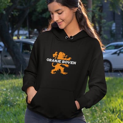 Zwarte EK WK Koningsdag Hoodie Oranje Boven 2 Kleuren - Maat XXL - Uniseks Pasvorm - Oranje Feestkleding