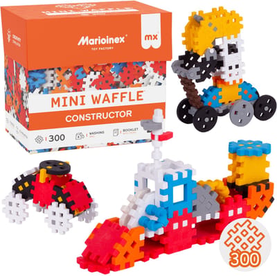 Marioinex Mini Waffle Constructor Bouwblokkenset, zachte blokken voor kinderen, veilig – 300 stuks
