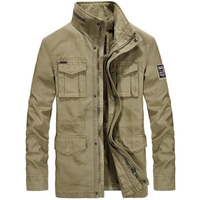 Herfst Nieuw Puur Katoen Middellange Herenjas Grote Maat Winddicht Casual Jachtjack L beige