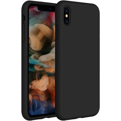 Coverzs Luxe Liquid Silicone case geschikt voor Apple iPhone X / Xs hoesje - Zwart - Geschikt voor iPhone 10 / Xs case - Zwarte case - Beschermhoesje hoesjes - Backcover hoesje - Zwart