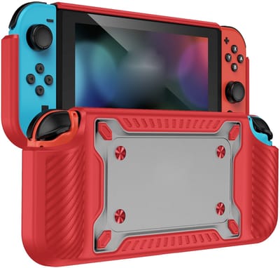 Grip TPU Bescherm Hoes Cover geschikt voor Nintendo Switch OLED - Rood