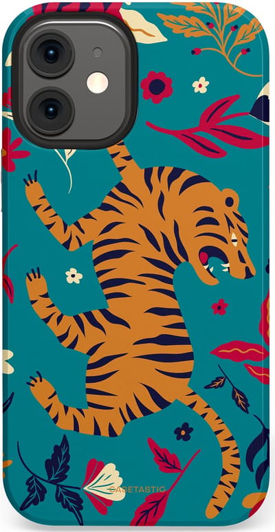 Casetastic Hoesje Geschikt voor Apple iPhone 12 Mini - Stijlvolle Beschermende Duo-layer Case - Gouden brul