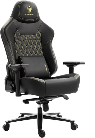 Dowinx Gamingstoel - Ergonomische Bureaustoel - 200 kg Draagvermogen - 4D Armleuningen - Lendensteun - Verstelbaar - Zwart