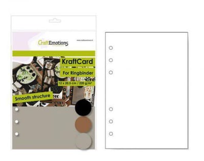 CraftEmotions karton kraft Ringband mix 12 vel 14,5x20,5cm - 220 gr - 6 Ring A5