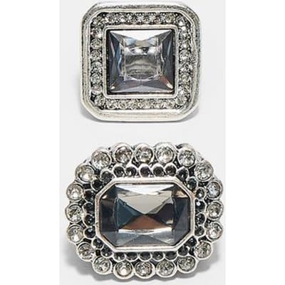 Stradivarius Set van 2 ringen met stras  Grijs OS