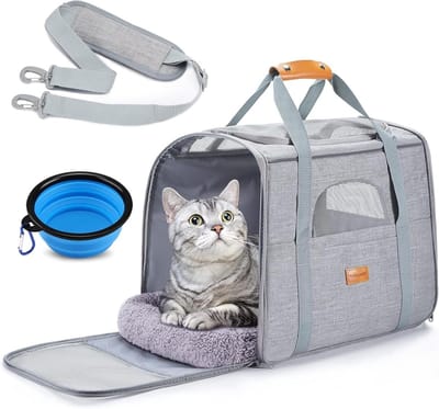 Huisdier Transportbox - Draagtas Hond Kat - Reizen met Huisdier - Verstevigd Frame - 44 x 31 x 34 cm