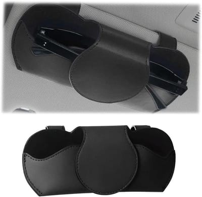 Brilhouder voor auto, PU-leer zonneklep opbergtas, auto-organizer zwart. Multifunctionele brillenkoker voor voertuigen.