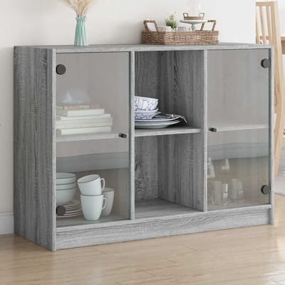 vidaXL - Dressoir - 102x37x75,5 - cm - bewerkt - hout - grijs - sonoma - eikenkleurig