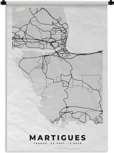 Wandkleed - Wanddoek - Stadskaart – Frankrijk – Kaart – Martigues – Plattegrond - 120x180 cm - Wandtapijt