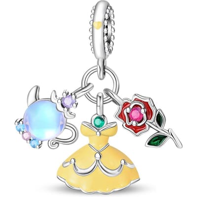Echte Prachtige Bedel Koperen Roos Prinses Hanger Kralen Passend voor Armbanden Dames Sieraden Knutselen DoeHetZelf Cadeaus white