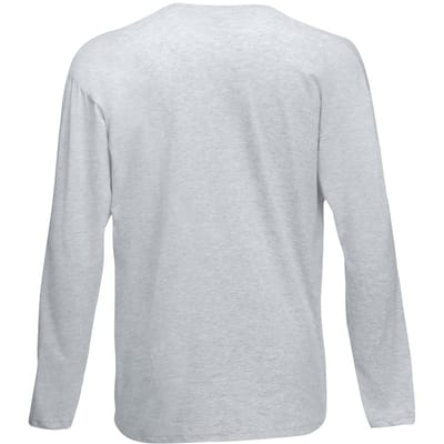 Fruit Of The Loom Heren Valuegewicht T-shirt met ronde hals en lange mouwen (Heather Grijs)