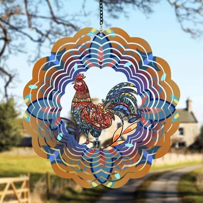 Windgong - Windrotor - 30 cm - 3D kinetische hangende sculptuur, roestvrije metalen tuindecoratie, terraskunst -Stijl 13