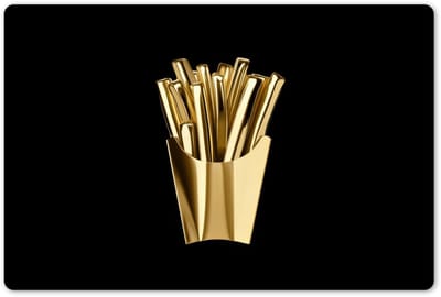 Placemats 45x30 cm - Placemat kunststof - 1 stuk - Friet - Goud - Chrome - Eten - Borden onderleggers - Decoratie voor op tafel - Keuken tafeldecoratie accessoires - Vinyl onderlegger - Tafelversiering