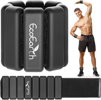 Verstelbare Enkel- en Polsgewichten - Set van 2 - 450 g - Zwart - Siliconen Gewichtsarmbanden voor Fitness, Krachttraining, Hardlopen, Yoga - EcoEarth