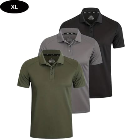 Livano Golf Shirt Heren - T-shirt - Golfkleding - Golfen - Golf Accessoires - Polo Shirt - Zwart & Grijs & Groen - Maat XL