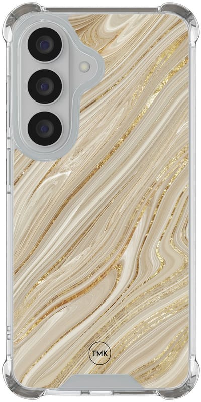 Shockproof hoesje geschikt voor Samsung Galaxy S26 - Golden marble - Schokbestendig - Verhoogde randen - TPU case - Extra Sterke Back Cover - Marmer - Transparant, Goud