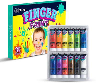 Bolke Vingerverf Set – 12 Kleuren (36ML) – Afwasbaar & Niet Giftig – Creatief Speelgoed voor Kinderen