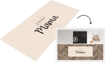 Keukenloper - Loper keuken - Spreuken - Quotes Bonus mama - Moederdag - Planten - Stiefmoeder - 120x50 cm - Keukenloper vinyl