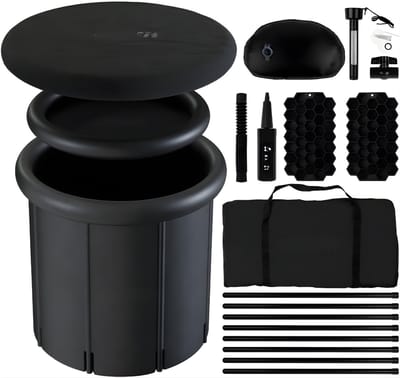 DnA® Jacuzzi Opblaasbaar - IJsbad - Opvouwbaar Bad - Volwassenen Zitbad - Zwart - ‎80cm x 80cm x 75cm