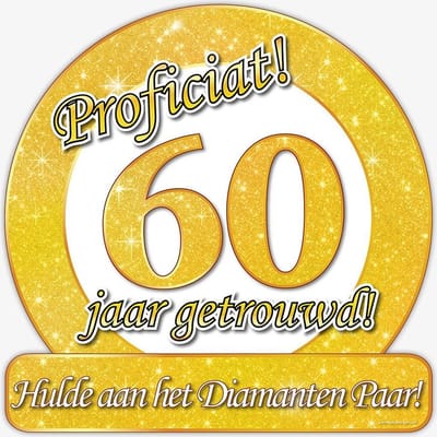 Huldebord Deurbord 60 Jaar Getrouwd 50cm