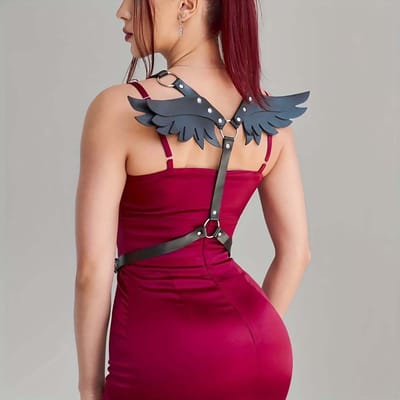 Ceinture de taille Sexy en Cuir pour Femme Aile d'Ange Bondage Ceinture de Taille Vêtements Gothiques Ceinture de Taille Harnais Punk Ceinture de Taille Décorative brown
