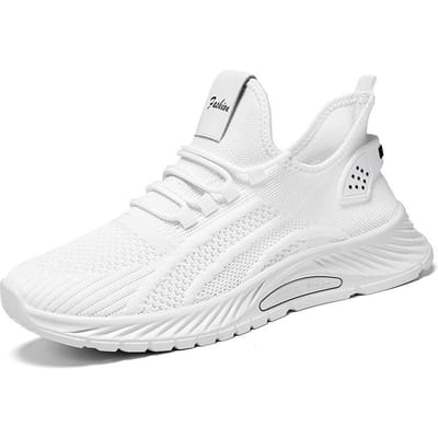 Heren Casual Sportschoenen Ademende Lichtgewicht Sneakers Outdoor Vliegend breisel Hardloopschoenen Atletisch Joggen Tenis Wandelschoenen 42 wit