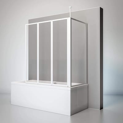 Schulte badwand - 3 delig met zijwand - voor een bad van 75 cm - 129x75x140cm - wit - transparant veiligheidsglas