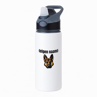 Hacebo® - hondenkop met eigen naam waterfles met rietje zwart - Honden - honden liefhebbers - iemand die houdt van honden - verjaardag - cadeau - kado - water fles - 650ML
