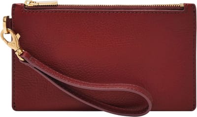 FOSSIL Polstas Utensil zak Gift Wristlet Scarlet Donkerrood