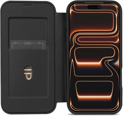 Portemonnee Hoesje Geschikt voor Apple iPhone 17 Pro Max | Compatibel met MagSafe | Wallet Book Case met Magneet | Beschermhoes met Pasjeshouder | Transparant / Zwart