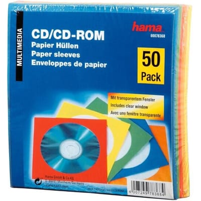 Papieren cd-/dvd-/blu-ray-hoesjes - 50 stuks gekleurd