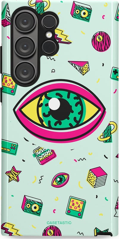 Casetastic Hoesje Geschikt voor Samsung S23 Ultra - Stijlvolle Beschermende Duo-layer Case - Retro 80s vibes
