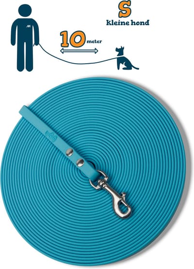 Miqdi BioThane® Sleeplijn 10 meter – zonder handvat – S (9 mm) – lichtblauw – waterdicht & sterk