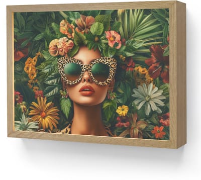Wandlamp 40x30 cm - Oplaadbaar - Vrouw - Panterprint - Jungle - Natuur - Luxe - Wandlampen binnen woonkamer - Slaapkamer lamp - Decoratieve nachtlamp - Vloerlamp draadloos