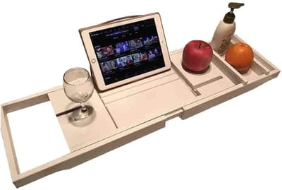 Witte badkuipstandaard Bad Telescopisch rekbord Multifunctionele badkuiptafel Badbrug Opvouwbare badafdekking Badrek