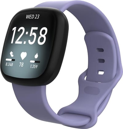 By Qubix - Compatible Fitbit bandje - geschikt voor Fitbit Versa 3 & 4 / Sense 1 & 2 Sportbandje - Lila - Maat: S/M Smartwatchbandje bandje Armband Polsband Strap Band Watchband
